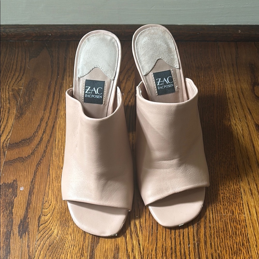 ZAC Zac Posen Cream Mules with Block Heel
